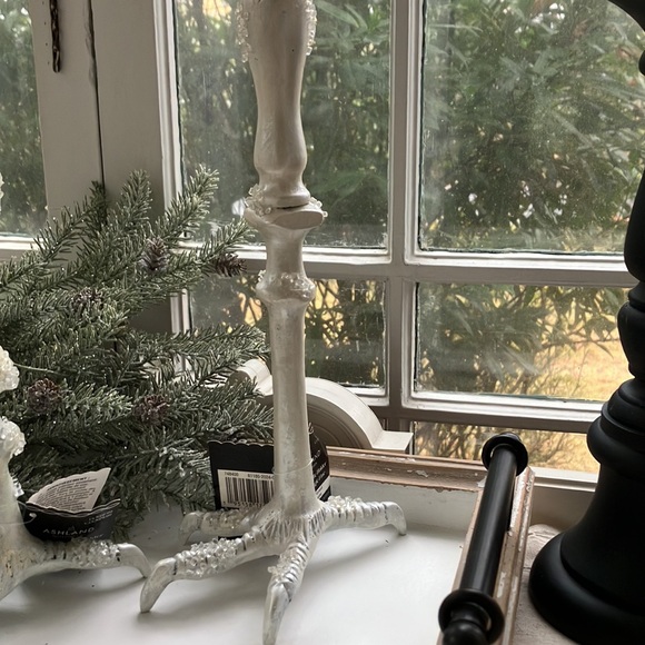 PAIR Haunted Forest Taper Candlestick Holders Gothic Winter - Picture 3 of 9